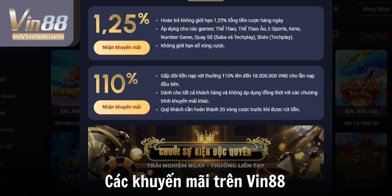 VIN88 Có Lừa Đảo Không - Cân Nhắc Trước Khi Đặt Cược 5 Các khuyến mãi trên Vin88