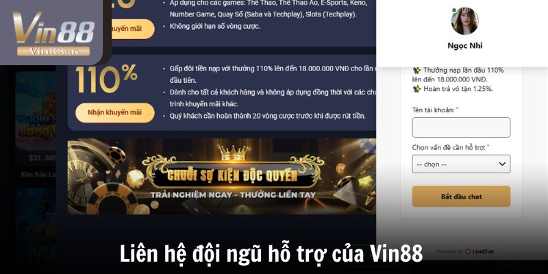 VIN88 Có Lừa Đảo Không - Cân Nhắc Trước Khi Đặt Cược 6 Liên hệ đội ngũ hỗ trợ của Vin88 khi trục trặc